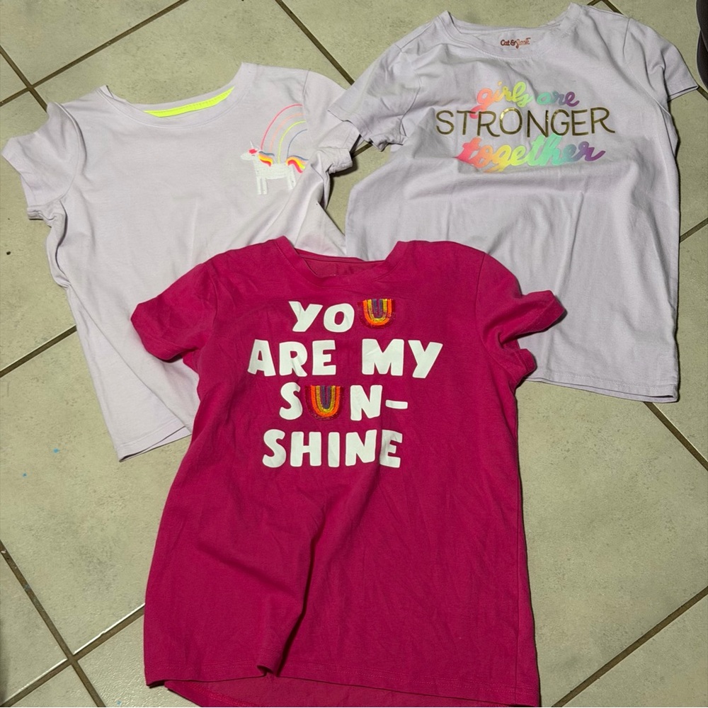 Cat & Jack Kids Girl Colorful Graphic T-Shirts size L (10/12)